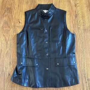 Vintage Talbots Collection black leather vest 12